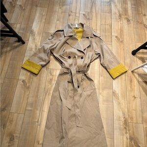 Addition Elle Tan Trench Coat with Yellow Details